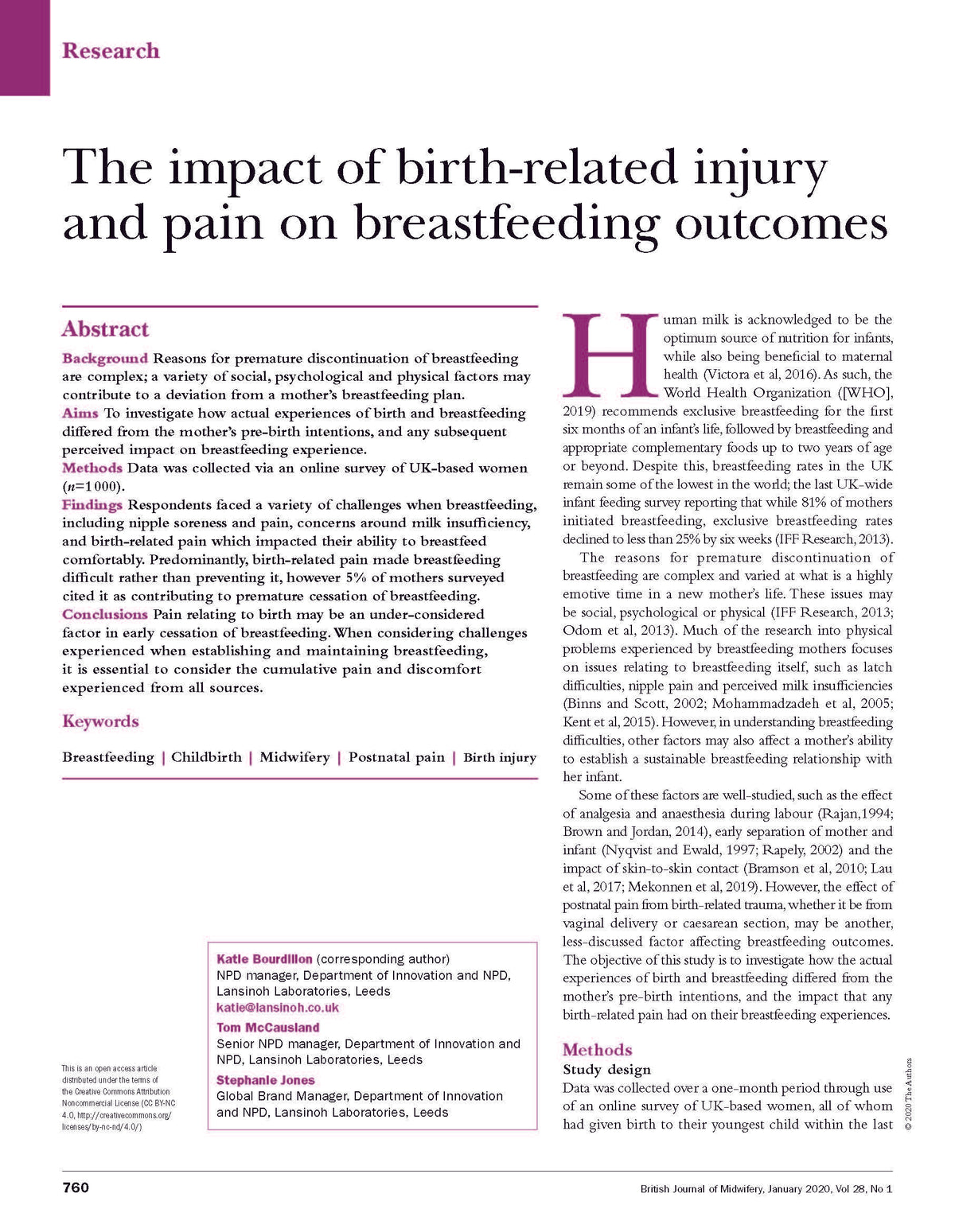 The Impact of Birth Related Injury and Pain on Breastfeeding Outcomes - image 1